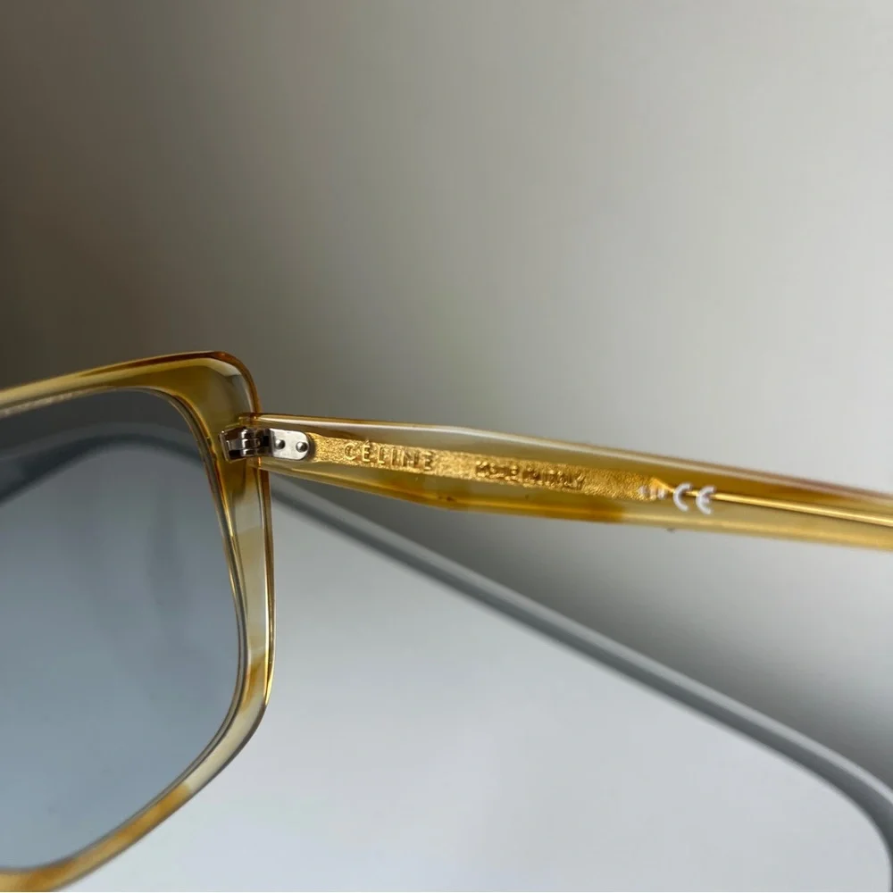 Celine yellow blue lens oversized frame sunglasses